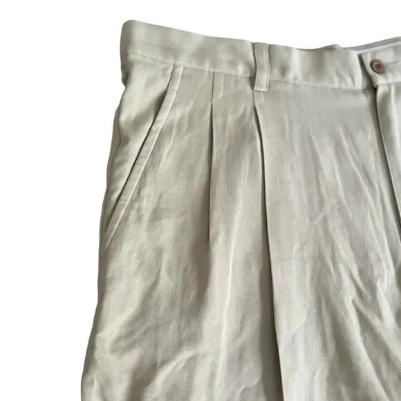 Joseph & Feiss Shorts Men's Sz 38 Khaki 100% Silk Chino Pleated Resort Vacay NWT - Picture 3 of 15